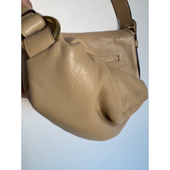 Coach Purse Bag Crossbody Tan Legacy Turnlock  Smooth Leather Flap Satin Lining - Picture 6 of 15